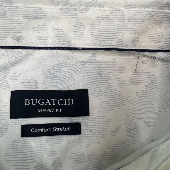 Bugatchi Dress Shirt White Pattern Shaped Fit Comfort Stretch Button Up Size 3XL - Picture 4 of 9